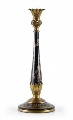 Pair of French Victorian Style Bronze and Hand Painted Floral Patterned Wood Can - 4674403