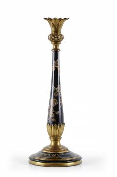 Pair of French Victorian Style Bronze and Hand Painted Floral Patterned Wood Can - 4674404