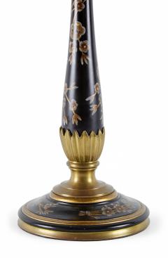 Pair of French Victorian Style Bronze and Hand Painted Floral Patterned Wood Can - 4674407