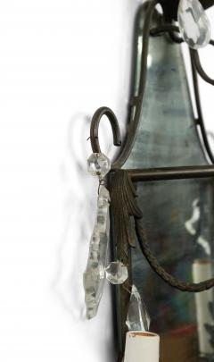 Pair of French Victorian Style Mirrored Irons and Crystal Wall Sconces - 1398375