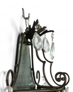 Pair of French Victorian Style Mirrored Irons and Crystal Wall Sconces - 1398380