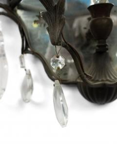 Pair of French Victorian Style Mirrored Irons and Crystal Wall Sconces - 1398383