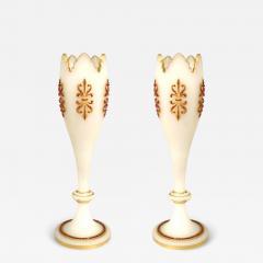 Pair of French Victorian White Opaline Vases - 4279078