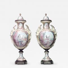 Pair of French Victorian Yellow Sevres Porcelain Vases - 4260728