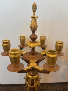 Pair of French Victorian brown and gilt bronze 6 arm candelabra - 4639546