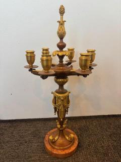 Pair of French Victorian brown and gilt bronze 6 arm candelabra - 4639548