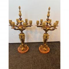 Pair of French Victorian brown and gilt bronze 6 arm candelabra - 4642299