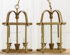 Pair of French Vintage Two Light Brass Lanterns - 1555877
