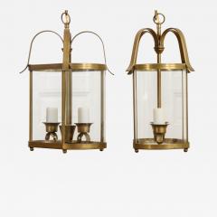Pair of French Vintage Two Light Brass Lanterns - 1555916