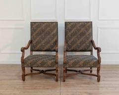 Pair of French Walnut Armchairs with X Form Crossbars Circa 1900 - 4437856