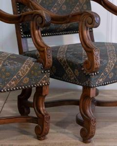 Pair of French Walnut Armchairs with X Form Crossbars Circa 1900 - 4437915