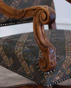 Pair of French Walnut Armchairs with X Form Crossbars Circa 1900 - 4437921