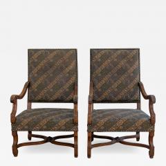 Pair of French Walnut Armchairs with X Form Crossbars Circa 1900 - 4440932