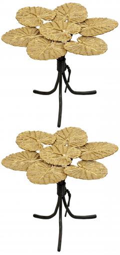 Pair of French Water Lily Leaf Bronze Tables - 2151601