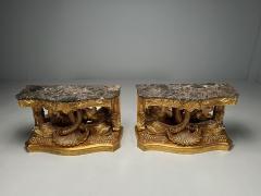 Pair of French Wood Carved Dolphin Console Tables Pier Tables Giltwood - 3382231