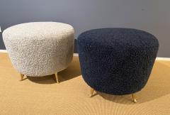 Pair of French Wool Boucle Pouf Dining Stools - 4486505