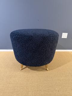 Pair of French Wool Boucle Pouf Dining Stools - 4486506