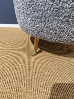 Pair of French Wool Boucle Pouf Dining Stools - 4486507