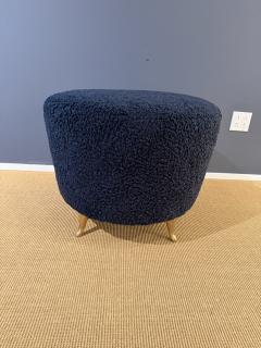 Pair of French Wool Boucle Pouf Dining Stools - 4486514