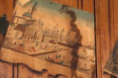 Pair of French Worn Pine Decoupage Trompe Loeil Doors - 4500591