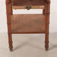 Pair of French birdseye maple and faux bamboo marble top night stands C 1880  - 3918792