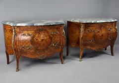 Pair of French early 20thc highly decorative Kingwood bombe commodes - 4805805