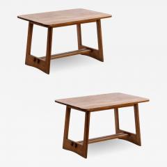 Pair of French fifties oak side table or coffee tables - 1651958