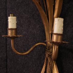 Pair of French gilded iron wall lights - 4237753