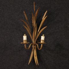 Pair of French gilded iron wall lights - 4237761