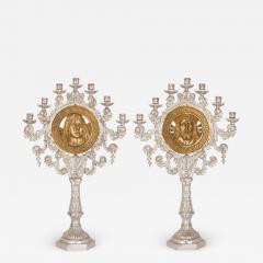 Pair of French gilt and silvered bronze candelabra depicting Jesus and Madonna - 2896186