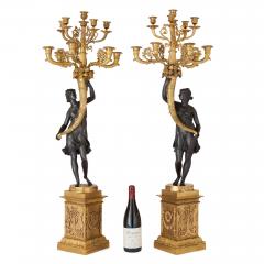 Pair of French gilt bronze and patinated bronze candelabra - 4149405