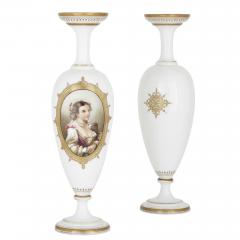 Pair of French glass vases painted with portraits - 1611168