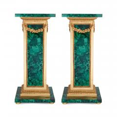 Pair of French malachite and ormolu pedestals - 3506572