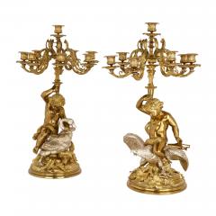 Pair of French silvered and gilt bronze candelabra - 3268953