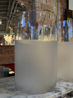 Pair of Frosted Glass Cylinder Table Lamps - 4570931