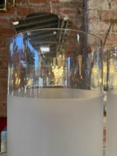 Pair of Frosted Glass Cylinder Table Lamps - 4570932