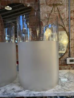 Pair of Frosted Glass Cylinder Table Lamps - 4570933
