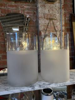 Pair of Frosted Glass Cylinder Table Lamps - 4570935