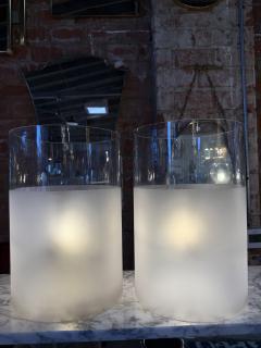Pair of Frosted Glass Cylinder Table Lamps - 4570936