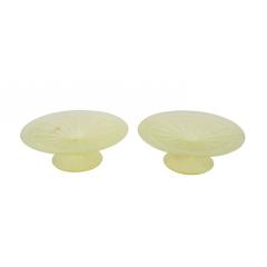 Pair of Frosted Green Vaseline Glass Centerpiece - 4740733