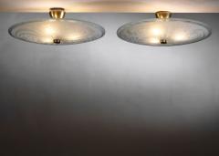 Pair of Frosted raw glass pendant lamps - 4293510
