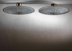 Pair of Frosted raw glass pendant lamps - 4293511