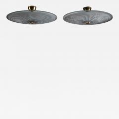 Pair of Frosted raw glass pendant lamps - 4296866