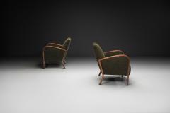 Pair of Funkis Armchairs with Dark Green Upholstery Scandinavia ca 1930s - 4784952