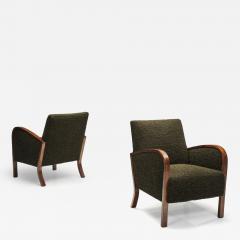 Pair of Funkis Armchairs with Dark Green Upholstery Scandinavia ca 1930s - 4804676