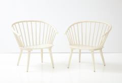 Pair of Generous White Swedish Horseshoe Back Armchairs Sweden c 1964 - 2692135