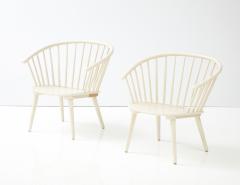 Pair of Generous White Swedish Horseshoe Back Armchairs Sweden c 1964 - 2692141