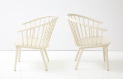 Pair of Generous White Swedish Horseshoe Back Armchairs Sweden c 1964 - 2692150