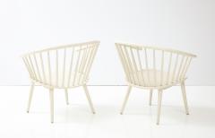 Pair of Generous White Swedish Horseshoe Back Armchairs Sweden c 1964 - 2692154