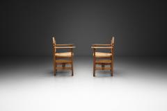 Pair of Geometric Armchairs with Woven Wicker Elements Europe Mid 20th Century - 4717735